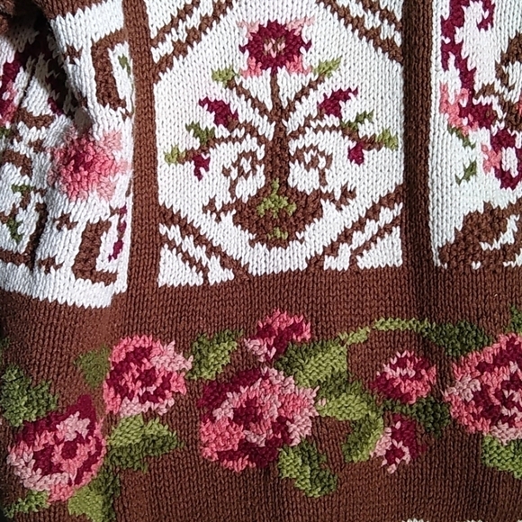 Forenza Vintage 80s Knit Floral Design Sweater Woman's Small Cottagecore Granny - Picture 4 of 8